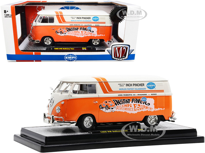 1960 Volkswagen Delivery Van EMPI Orange Cream Limited Edition 7000 pieces Worldwide 1/24 Diecast Model M2 Machines 40300-88 A