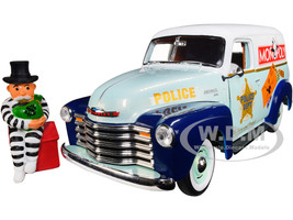 1948 Chevrolet Panel Police Van Mr. Monopoly Figurine Monopoly 1/18 Diecast Model Car Autoworld AWSS129