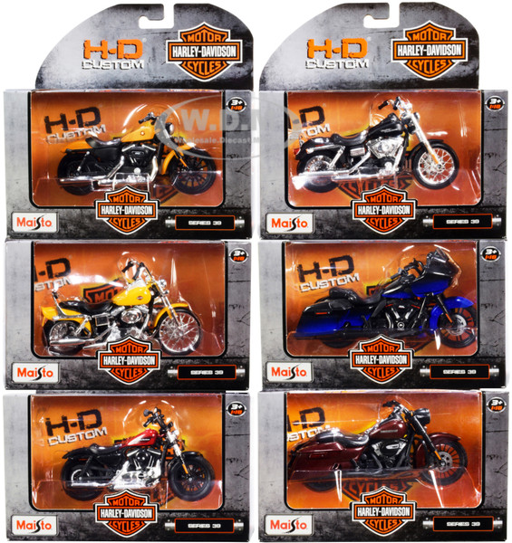 Harley-Davidson Motorcycles 6 piece Set Series 39 1/18 Diecast Models Maisto 31360-39