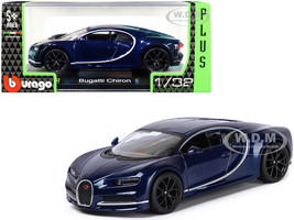 Bugatti Chiron Dark Blue Metallic Plus Series 1/32 Diecast Model Car Bburago 42025