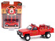 1986 Chevrolet C20 Custom Deluxe Pickup Truck Red First Attack Unit Fire Equipment Hose and Tank Lawrenceburg Fire Department Indiana Fire & Rescue Series 1 1/64 Diecast Model Car Greenlight 67010 A