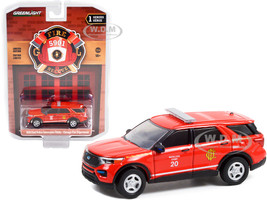 2020 Ford Police Interceptor Utility Red Battalion Chief Chicago Fire Department Illinois Fire & Rescue Series 1 1/64 Diecast Model Car Greenlight 67010 F