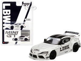 Toyota GR Supra LB WORKS Off White Metallic Black Top Limited Edition 2400 pieces Worldwide 1/64 Diecast Model Car True Scale Miniatures MGT00235