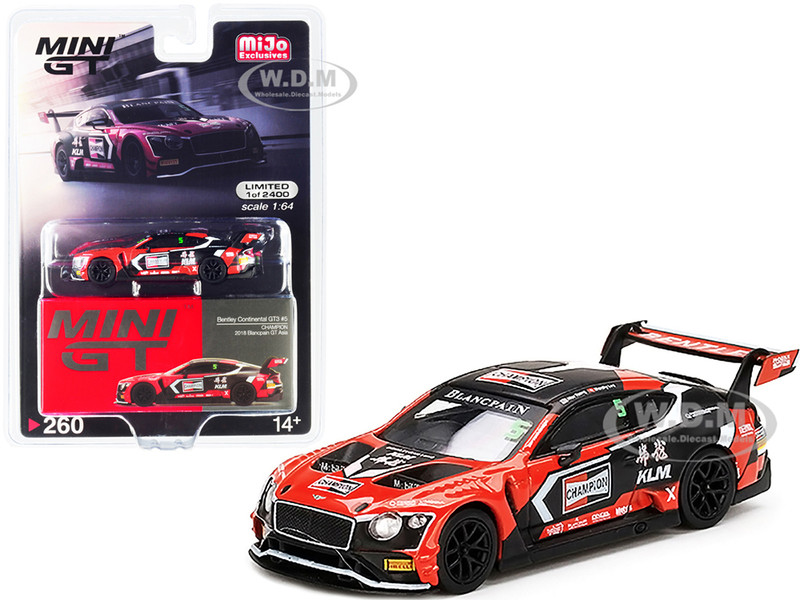 Bentley Continental GT3 #5 Alex Yoong Marchy Lee Champion Blancpain GT Series Asia 2018 Limited Edition 2400 pieces Worldwide 1/64 Diecast Model Car True Scale Miniatures MGT00260