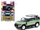Land Rover Defender 110 Roof Rack Light Green Metallic White Top 1/64 Diecast Model Car Tarmac Works T64G-020-GR