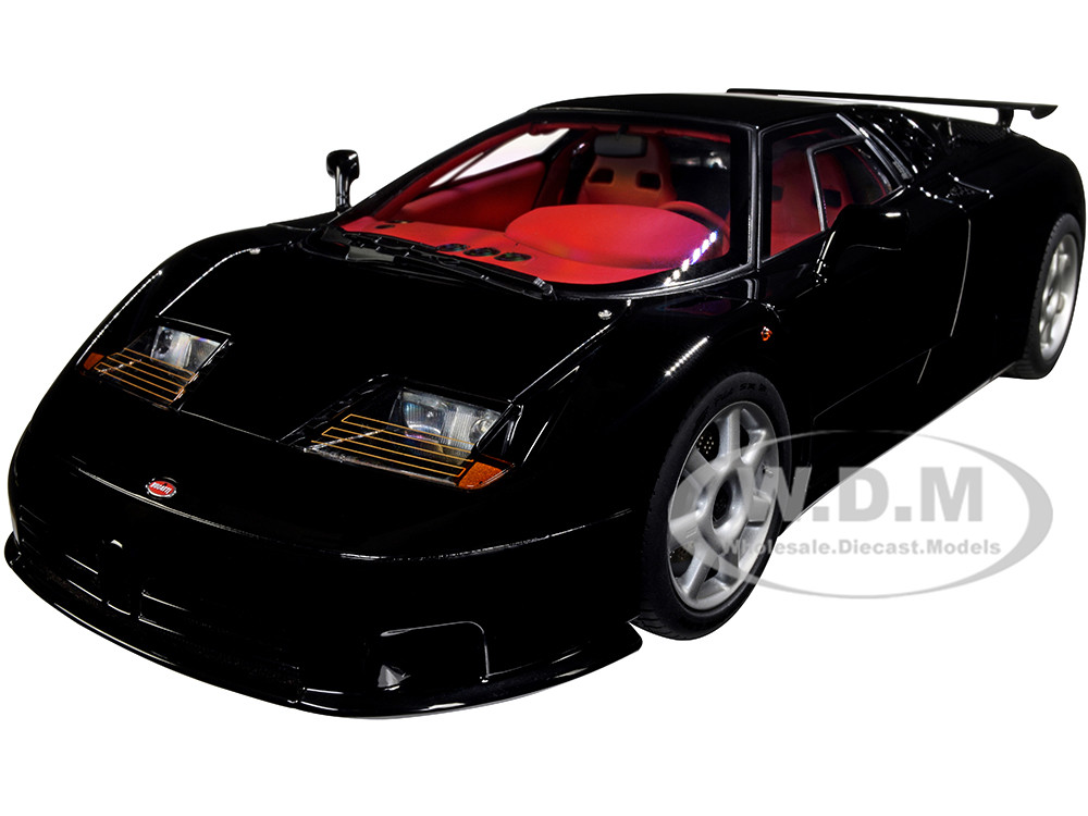 Bugatti EB110 SS Super Sport Nero Vernice Black with Red Interior and  Silver Wheels 1/18 Model Car by Autoart