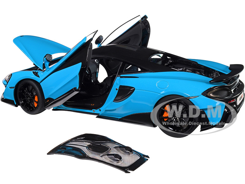 McLaren 600LT Fistral Blue and Carbon 1/18 Model Car Autoart 76083