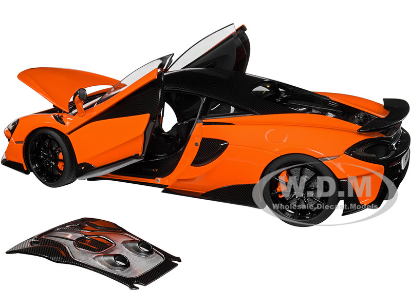 McLaren 600LT Myan Orange and Carbon 1/18 Model Car Autoart 76084