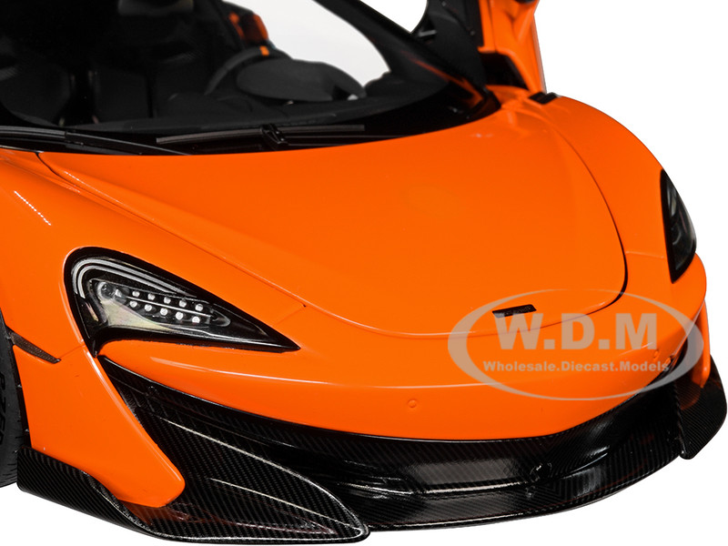 McLaren 600LT Myan Orange and Carbon 1/18 Model Car Autoart 76084