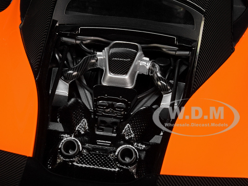McLaren 600LT Myan Orange and Carbon 1/18 Model Car Autoart 76084