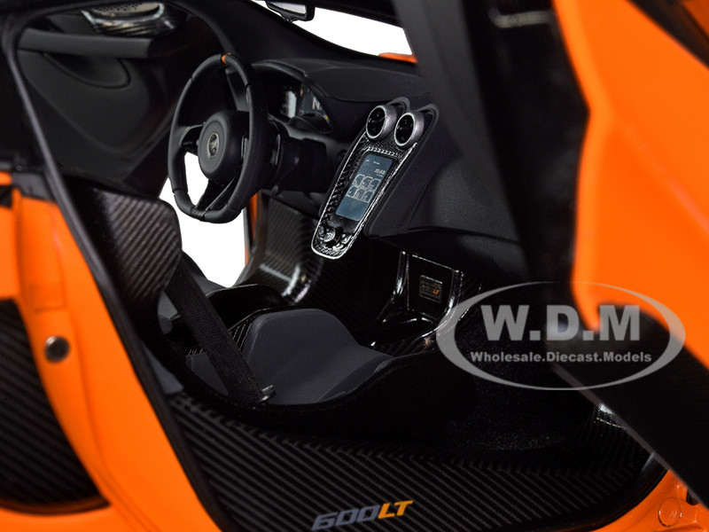 McLaren 600LT Myan Orange and Carbon 1/18 Model Car Autoart 76084