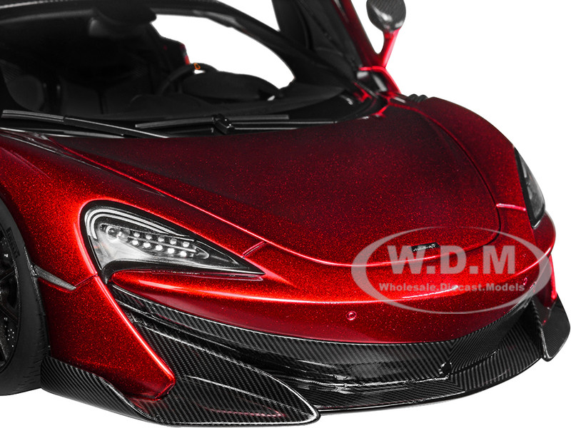 McLaren 600LT Vermillion Red and Carbon 1/18 Model Car Autoart 76085