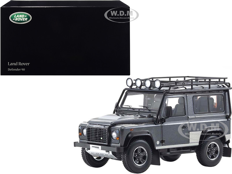 Land Rover Defender 90 Roof Rack Dark Gray Metallic Black Top Chequer Plates 1/18 Diecast Model Car Kyosho 08901 TR