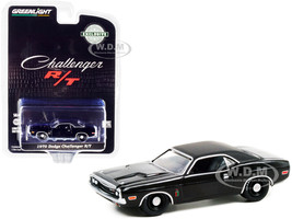 1970 Dodge Challenger R/T 426 HEMI The Black Ghost Black Black Vinyl Top White Tail Stripe Hobby Exclusive 1/64 Diecast Model Car Greenlight 30297