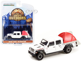 2020 Jeep Gladiator Rubicon Pickup Truck White Modern Truck Bed Tent The Great Outdoors Series 1 1/64 Diecast Model Car Greenlight 38010 D
