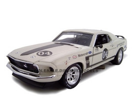 1969 Ford Mustang Boss 302 Racer White #4 1/24 Diecast Car Unique Replica 18658