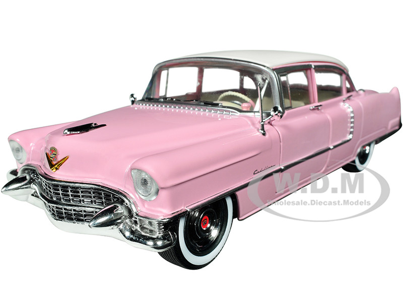 1955 Cadillac Fleetwood Series 60 Pink White Top 1/24 Diecast Model Car Greenlight 84098