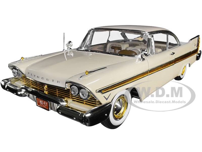 1957 Plymouth Fury Sand Dune White Gold Accents 1/18 Diecast Model Car Autoworld AW272