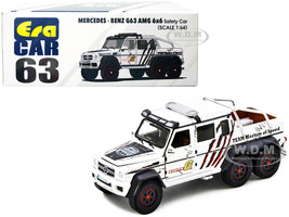 Mercedes Benz G63 AMG 6x6 Pickup Truck Safety Car White with Graphics 1/64 Diecast Model Car Era Car MB216X6RN63