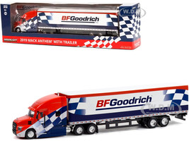 2019 Mack Anthem 18-Wheeler Tractor-Trailer Red and White Blue Graphics BFGoodrich Tires Hobby Exclusive 1/64 Diecast Model Greenlight 30280