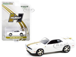 2009 Dodge Challenger R/T HEMI White Gold Stripes Hurst Performance Edition Hobby Exclusive 1/64 Diecast Model Car Greenlight 30306