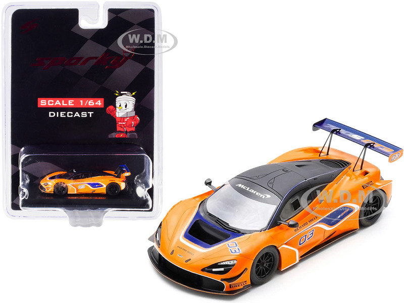 2019 McLaren 720S GT3 #03 Orange 1/64 Diecast Model Car Sparky Y175B