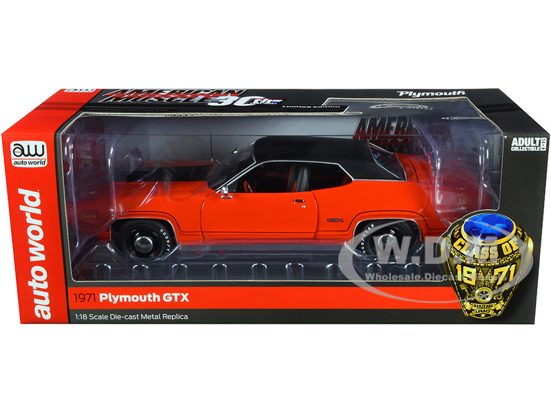 1971 Plymouth GTX 440+6 Hardtop Tor Red With Black Top And Black Stripe "Class Of 1971" "American Muscle 30th Anniversary" (1991-2021) 1/18 Diecast Model Car By Auto World -Closeout Items Sales AMM1268 6 98657.1647457150.800.600