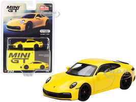 Porsche 911 992 Carrera 4S Racing Yellow Limited Edition 3000 pieces Worldwide 1/64 Diecast Model Car True Scale Miniatures MGT00252