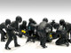 Formula One F1 Pit Crew 7 Figurine Set Team Black Release II 1/43 Scale Models American Diorama 38386