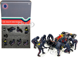Formula One F1 Pit Crew 7 Figurine Set Team Blue Release II 1/43 Scale Models American Diorama 38387