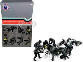 Formula One F1 Pit Crew 7 Figurine Set Team Black Release II 1/18 Scale Models American Diorama 76554
