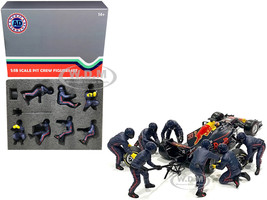 Formula One F1 Pit Crew 7 Figurine Set Team Blue Release II 1/18 Scale Models American Diorama 76555