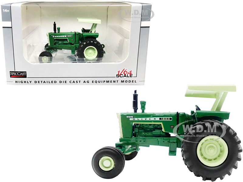 Oliver 1855 Wide Front Tractor with Canopy Dark Green Light Green 1/64 Diecast Model SpecCast SCT793