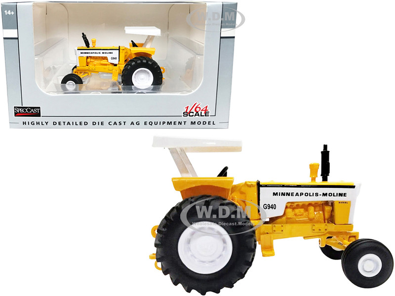 Minneapolis Moline G940 Tractor with Canopy Yellow White 1/64 Diecast Model SpecCast SCT795