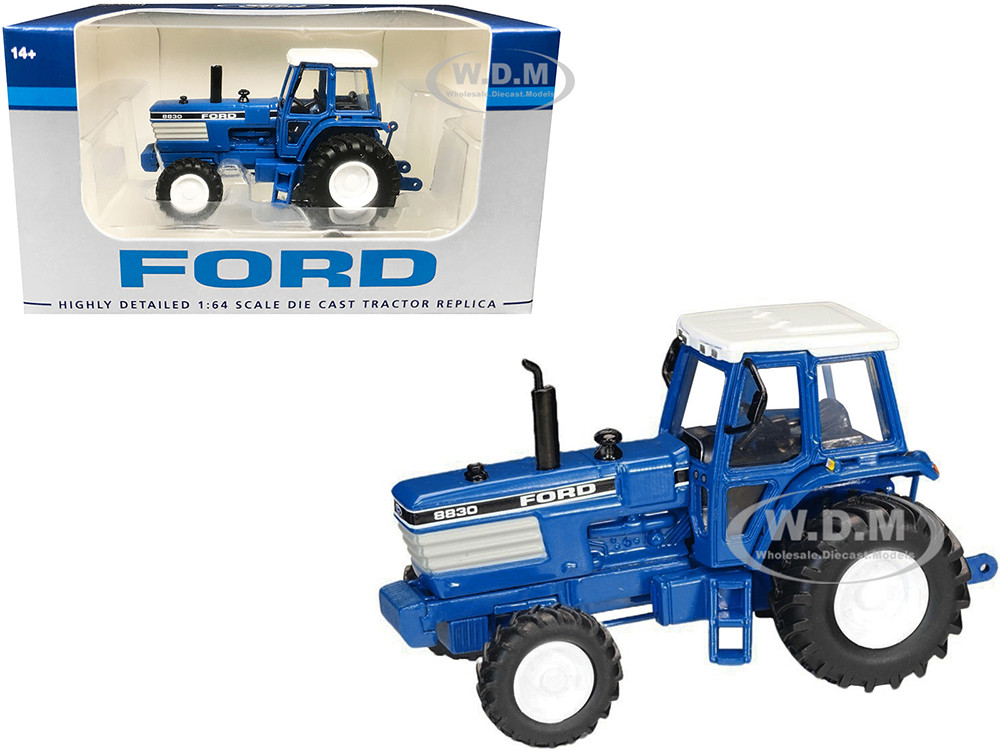 Ford 8830 Tractor Gray Grille Blue White Top 1/64 Diecast