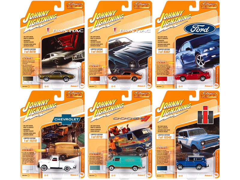 Classic Gold Collection 2021 Set B of 6 Cars Release 3 1/64 Diecast Model Cars Johnny Lightning JLCG026 B