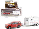 2021 Chevrolet Tahoe Cherry Red Pearl White Horse Trailer Hitch & Tow Series 23 1/64 Diecast Model Car Greenlight 32230 C