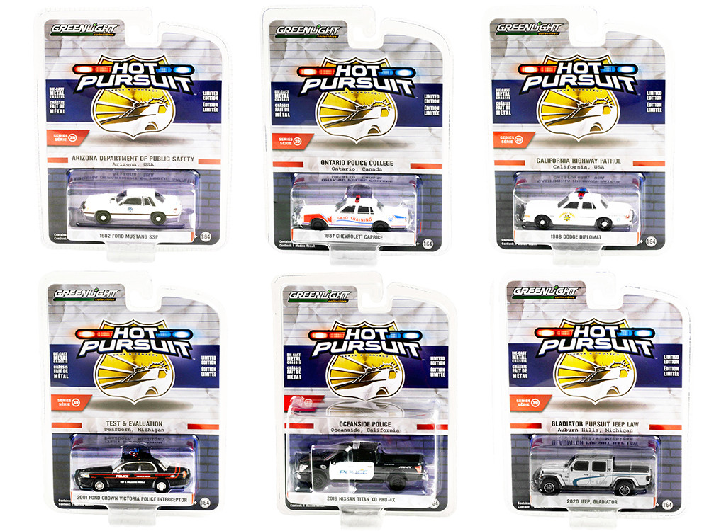 "Hot Pursuit" Series 34 Set of 6 Police Cars 1/64 Diecast Models by Greenlight 