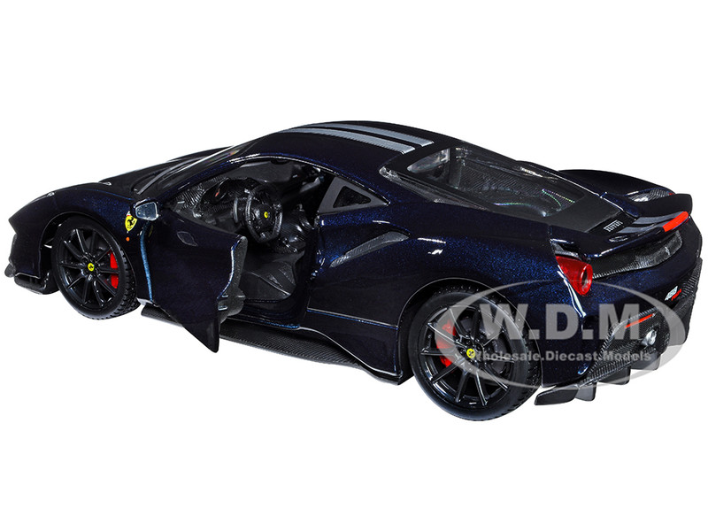 FERRARI 488 PISTA DARK BLUE 1/24 DIECAST MODEL CAR BY BBURAGO