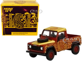 Land Rover Defender 90 Pickup Truck RHD Right Hand Drive Red Gold with Graphics 2022 Chinese New Year Edition Limited Edition 8888 pieces Worldwide 1/64 Diecast Model Car True Scale Miniatures MGT00330