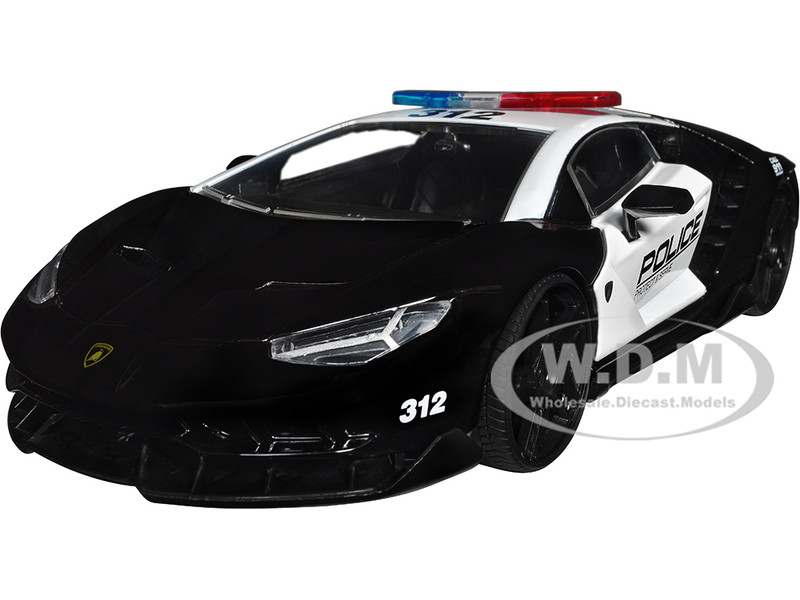 Lamborghini Centenario Police Black and White Hyper-Spec Series 1/24 Diecast Model Car Jada 30011