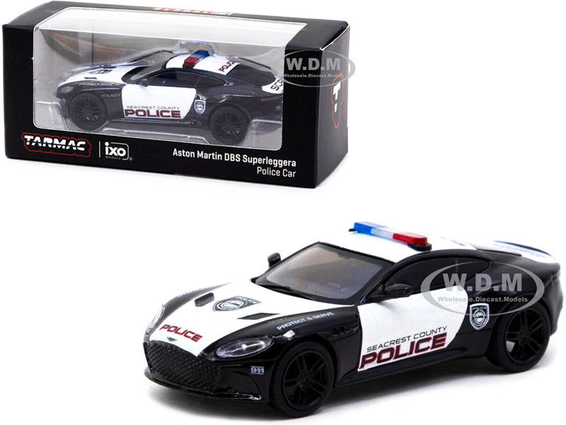 Aston Martin DBS Superleggera Seacrest County Police Black and White 1/64 Diecast Model Car Tarmac Works T64G-004-PC