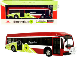Proterra ZX5 Electric Transit Bus #505 Dundas TTC Toronto Transit Commission Canada Dark Red White Green Graphics 1/87 HO Diecast Model Iconic Replicas 87-0304
