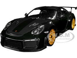 2018 Porsche 911 GT2RS 991.2 Weissach Package Dark Green Carbon Stripes Golden Magnesium Wheels Limited Edition 300 pieces Worldwide 1/18 Diecast Model Car Minichamps 155068306