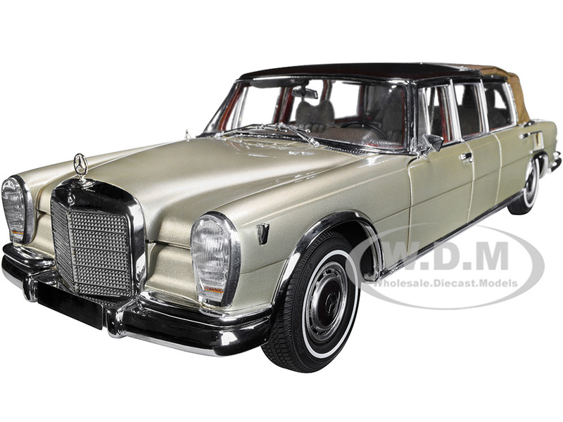 1965-1981 Mercedes Benz 600 Pullman W100 Landaulet Limousine Convertible Functional Softtop Gold Limited Edition 800 pieces Worldwide 1/18 Diecast Model Car CMC M-217