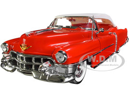 1953 Cadillac Eldorado Soft Top Aztec Red White Top Red Interior 1/18 Diecast Model Car Autoworld AW286