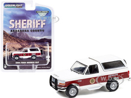 1994 Ford Bronco XLT White and Burgundy Absaroka County Sheriff's Department Hobby Exclusive 1/64 Diecast Model Car Greenlight 30276