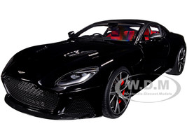 Aston Martin DBS Superleggera RHD Right Hand Drive Jet Black Carbon Top Carbon Accents Red Interior 1/18 Model Car Autoart 70291