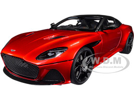 Aston Martin DBS Superleggera RHD Right Hand Drive Hyper Red Metallic Carbon Top Carbon Accents 1/18 Model Car Autoart 70293