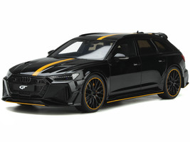 Audi RS6 C8 Mansory Mythos Black Yellow Stripes Yellow Accents Limited Edition 999 pieces Worldwide 1/18 Model Car GT Spirit GT326